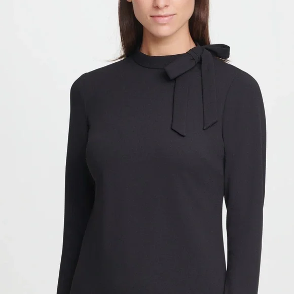 NWT Long-sleeved Tie-neck Scuba Crepe Dress - Picture 8 of 8